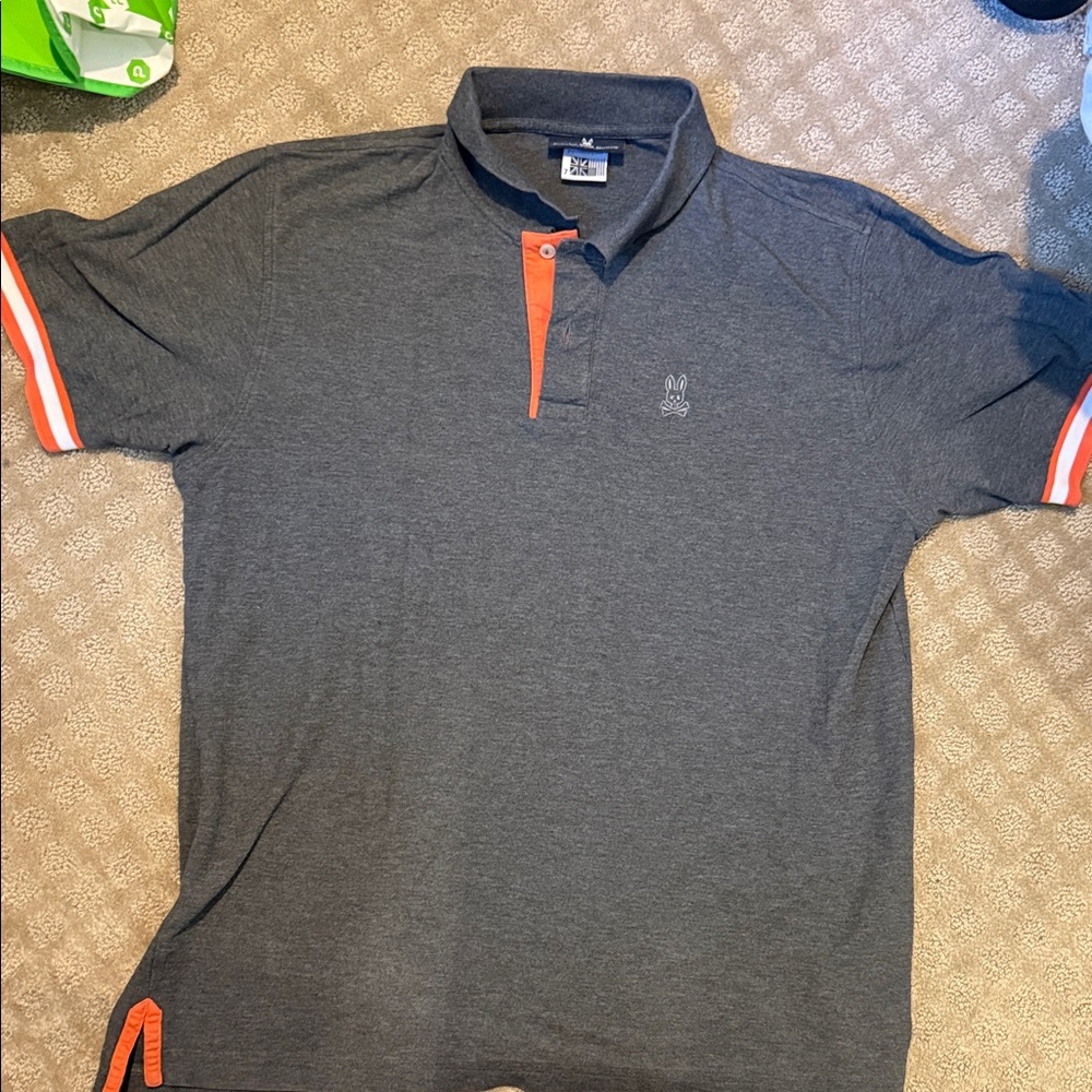Psycho Bunny Dark Gray Polo with Orange Accents